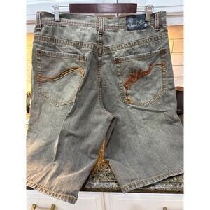 vtg makaveli  baggy black denim‎ jorts 38